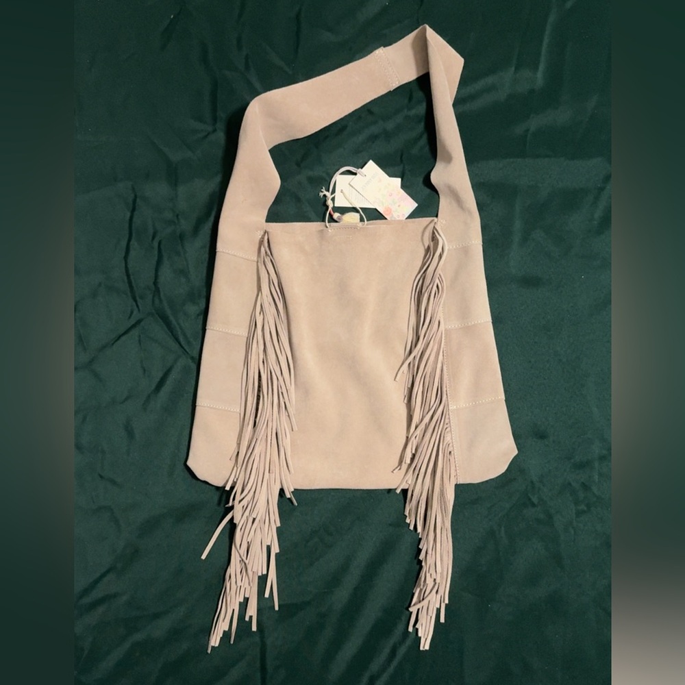 Johnny Was Beige Fringe Shoulder Bag